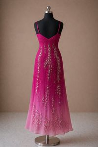 Designer Luxury Georgette Full Length Dress with Heavy Hand Embroidery Stone Beads Sequin and Floral Work Glamorous Evening Gown - Product Image 4