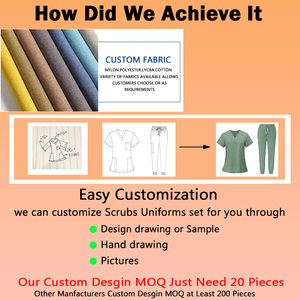 Tenues médicales respirantes en spandex extensible 4 directions de haute qualité, personnalisables, pour femmes et hommes, col en V, uniformes d'hôpital doux, collection 2026 - Product Image 6