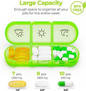 Caja de Medicamentos Personalizada Loge 21 Compartimentos, Estuche de Almacenamiento de Pastillas Colorido para 7 Días, Caja de Almacenamiento de Plástico - Product Image 2