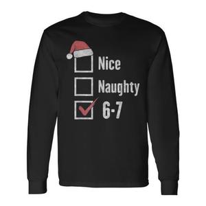 Camiseta navideña de manga larga con diseño de meme Nice Naughty 6-7 - Product Image 1