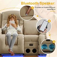 Sièges de cinéma maison électriques modernes en tissu avec console, 4 couleurs, éclairage d'ambiance, haut-parleurs Bluetooth, ports USB, prises intégrées