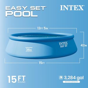<span class=keywords><strong>Piscine</strong></span> gonflable hors sol ronde <span class=keywords><strong>Intex</strong></span> Easy Set 15 pi x 42 po avec filtre à cartouche, pompe, échelle, couverture et bâche de sol - Product Image 2