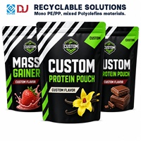 Op maat gemaakte matte zwarte supplementenstand-up pouch met hexagon logo voor proteïnemix poeder sportvoeding verpakking