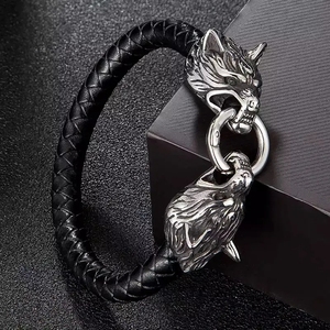 Viking <strong>Wolf</strong> Bracelet Men Stainless Steel Chain Bracelet Hip Hop Wholesale Mens Bracelet Cuban Chian Viking <strong>Jewelry</strong> - Product Image 5