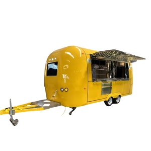 Remolque de cocina móvil de comida rápida de acero inoxidable amarillo Vintage, camión de comida rápida para café, Pizza para uso en la calle - Product Image 1