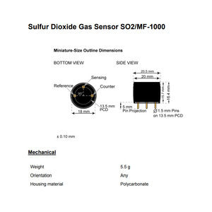 Capteur de gaz de dioxyde de soufre Membrapor SO2/MF-1000, électrochimique à 3 électrodes, pour la surveillance des émissions et les détecteurs portables - Product Image 3