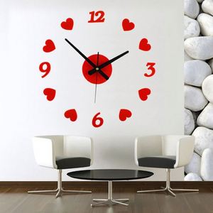 Horloge murale en forme de cœur DIY, horloge numérique silencieuse en acrylique 3D, autocollants muraux, montres à quartz pour la décoration de la maison, du salon et de la chambre - Product Image 4