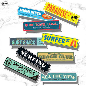 SURF capanna casa negozio di spiaggia decorazione della parete segno di metallo personalizzato 10x40CM Street Sign SUM TIKI BAR targa di latta BEACH rifugio Poster in metallo - Product Image 2