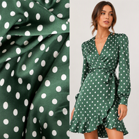 Tissu en satin extensible imprimé à pois en polyester, soie satinée, mousseline de soie, charmeuse