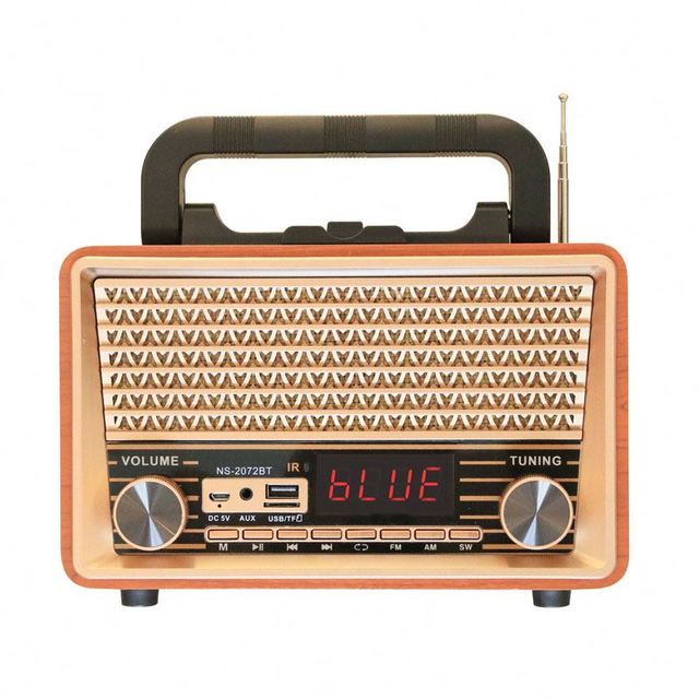 NS-2072BT Retro Multi Band Real Wooden Rechargeable Radio with Wireless Link, Usb, Mp3  Player and Led Display
