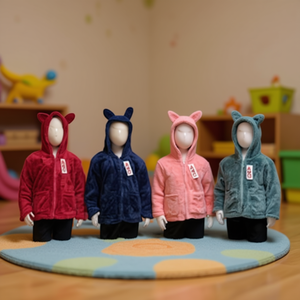 Chaqueta con capucha y orejas de animales para niños, abrigo cálido de punto informal para niños de 6 a 10 años con diseño lindo y material suave - Product Image 2