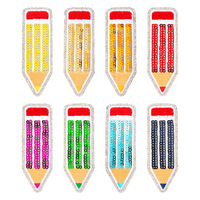 Patchs brodés à paillettes « Retour à l'école » à thermocoller, cadeau pour enseignant, appliques crayon scintillantes pour enfants, fournitures de bricolage pour denim