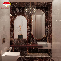 Plinthes en marbre Rosso Levanto, escaliers en marbre violet, éviers en marbre sur mesure pour salle de bain, îlot de cuisine, hôtel, villa