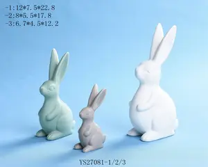 Decorative Ceramic Easter Rabbit Figurines Small Porcelain Rabbits With Flower