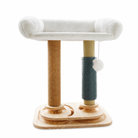 Arbre à chat en bois tout-en-un, résistant à l'usure, avec poteau à gratter en sisal sans perte de fibres et jouet interactif pour chat