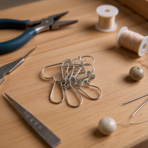 Ganci per orecchini Ilan 0,7x25 mm, componenti per gioielli placcati argento, 10 pezzi - Product Image 2