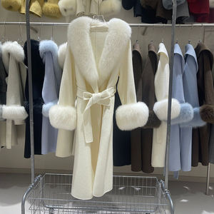 Nuovo Design Vendita Calda Cappotto in Lana per Donna Cashmere Double-Face Tessuto in Lana OEM <span class=keywords><strong>con</strong></span> <span class=keywords><strong>Pelliccia</strong></span> <span class=keywords><strong>di</strong></span> Volpe - Product Image 2