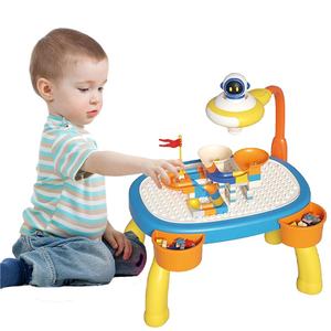 Set mainan meja menggambar 2 dalam 1, Set mainan meja blok bangunan Diy dengan proyeksi - Product Image 2