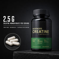 Capsules de créatine micronisée prêtes à être expédiées, créatine monohydrate 2,5 g par portion, 60 capsules, étiquette privée OEM ODM