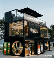Café conteneur pliable de 20 et 40 pieds, bar conteneur de luxe et restaurant rapide avec cuisine à vendre