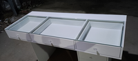 Coiffeuse Moderne Blanche avec Plateau en Verre de Haute Qualité, Bureau d'Appoint en Panneau de Bois avec Tiroirs