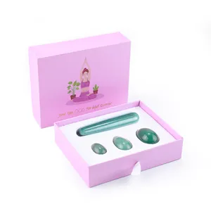 4 in 1 Green Aventurine Yoni Egg & Massage Wand Set Hot Selling Private Label Quartz Jade Yoni Kegel Egg & Massage Label Set Box