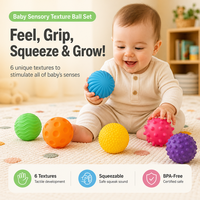 Ensemble de balles sensorielles pour bébés filles sans BPA, 6 pièces, jouets multi-balles texturés pour nourrissons, tout-petits, développement tactile, éducation précoce