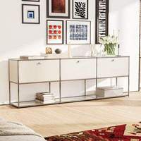 Meuble TV Modulaire Extensible de Luxe Moderne en Acier Inoxydable avec 3 Tiroirs de Rangement pour Salon et Maison
