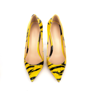 2023 패션 럭셔리 포인티 스틸레토 슈즈 섹시 하이힐 옐로우 3D 프린팅 타이거 패턴 얕은 입구 여성 펌프스 - Product Image 6