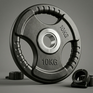 Disco per Bilanciere Rivestito in Gomma con Tre Fori per Sollevamento Pesi e Fitness - Product Image 1