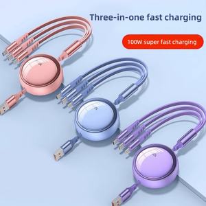 Cable de Carga Rápida 3 en 1 Retráctil de 100W Tipo-C de 1.2m con Logotipo Personalizado, Cable de Datos Multifuncional - Product Image 3