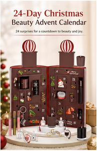 Custom Luxury Burgundy Advent <b>Calendar</b> Box 24 Days Double Door 3D Decor Empty OEM Beauty Fragrance Christmas Wholesale supplier - Product Image 5