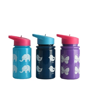 Los niños al aire libre 14OZ BPA libre Eco amigable <span class=keywords><strong>cantante</strong></span> capa botella de agua de plástico con paja - Product Image 1