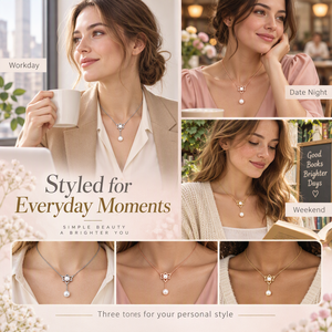 Collier pendentif fleur en perles plaqué or, chaîne lariat en acier inoxydable 316L pour femme, idéal pour les tenues décontractées et les soirées, étanche et antirouille - Product Image 5