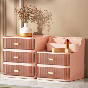 Boîte de rangement cosmétique avec tiroirs, organiseur de maquillage anti-poussière pour rouges à lèvres, produits de soin de la peau, organiseur de beauté de bureau - Product Image 2