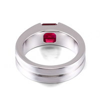 Anillos de Oro Blanco Sólido de 18K con Gemas Cultivadas en Laboratorio para Hombre, Anillos de Rubí, Joyería de Oro Sólido, Gemas de Rubí Cultivadas en Laboratorio, Anillos de Fiesta para Hombre
