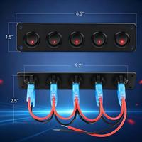 Panneau de 5 interrupteurs à bascule 12V 20A 24V 10A pré-câblé rouge 3 broches SPST pour barre lumineuse LED, éclairage de roche, voiture, camping-car, bateau