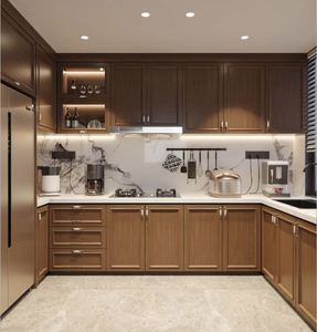 Ensemble d'armoires de cuisine en bois avec îlots, laque noire, prix avantageux, fabrication d'armoires de cuisine, échantillon de conception - Product Image 5