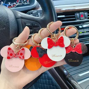 טרנדי מיני ראש עור Keychain חמוד קריקטורה ארנק תיק רכב מפתח שרשרת לנשים תלמיד מתנת קישוט