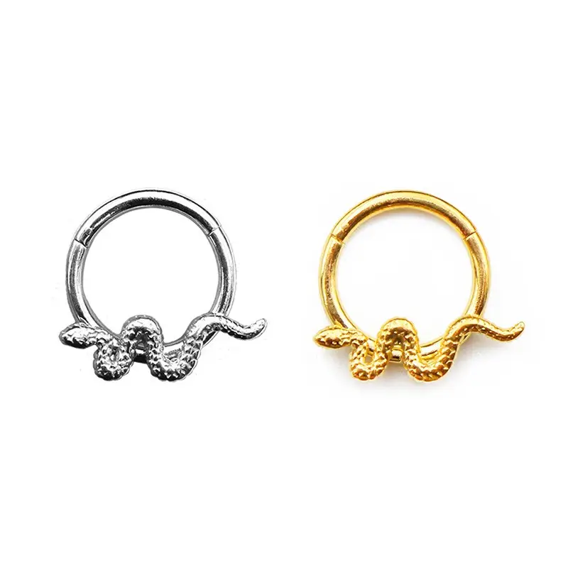 High Quality Wholesale 14k Gold Gothic Custom Zodiac Snake For Women Stainless Steel Nose Rings