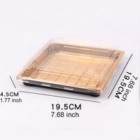 Plateaux carrés en plastique Sashimi, boîte d'emballage jetable, boîte à Sushi dorée