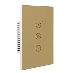 Hot sale USW8832C US standard 250v 3 gang 1 way wifi tuya on off touch dimmer smart switch with tempered glass panel