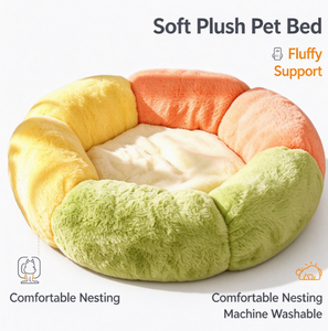 <b>Flannel</b> Pet Bed With Detachable Pillow Soft Plush Cat Dog Nest Round Indoor Sleeping Bed for Winter - Product Image 2