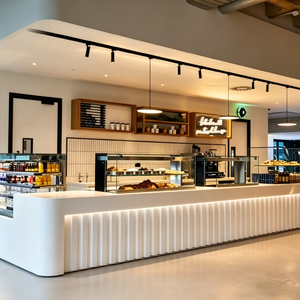 Diseño Moderno de Cafetería Industrial, Solución Completa Llave en Mano, Kiosco de Café Personalizado y Muebles de Exhibición para Minoristas, Barra Modular, Solución Integral para Tiendas - Product Image 1
