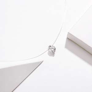 Qings Linea di Pesca di 925 Collana In Argento Lucido di Cristallo di Zircon Dei Monili Della Collana Per Le Donne Collana di Diamanti - Product Image 3