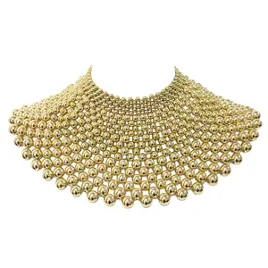 New Arrival Exaggerate Women Costume Jewelry African Beaded Bib Chunky Collar Statement Necklace