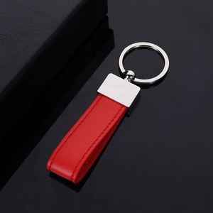 Wholesale PU Leather Keychain Promotion Keyring Metal Plain Metal Ring with LOGO - Product Image 2