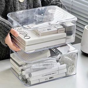 Transparent Makeup Organizer Box With Lid 6-10L <b>Plastic</b> <b>Storage</b> For Cosmetics And Sundries Desktop Vanity <b>Drawer</b> Organizer - Product Image 4