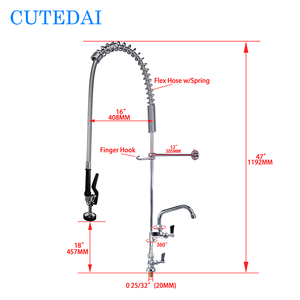 47&quot; Height Brass Deck Mount <strong>Kitchen</strong> Sink <strong>Faucet</strong> Pull-Down Pre-Rinse <strong>Sprayer</strong> Commercial Grade for Hotel Restaurant Industries - Product Image 2