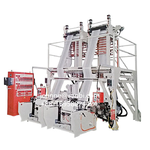 Machine d'extrusion par soufflage de film plastique double station haute vitesse pour la fabrication de sacs de courses en polyéthylène (PE) avec tête de moulage et extrudeuse de plastique PE à petite capacité - Product Image 2